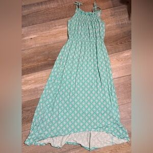 Cherokee Girls L 10/12 Teal Boho High Low Maxi Dress Tie Strap Easter Spring